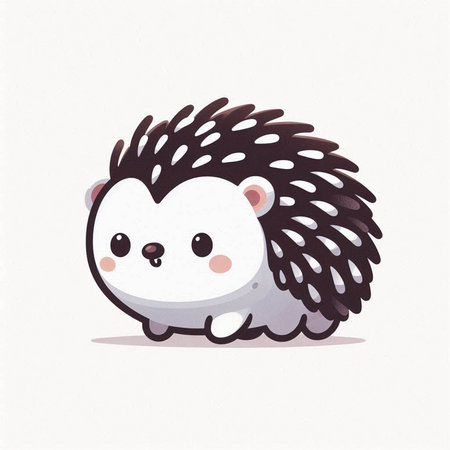 Cute cartoon hedgehog on the white background. Vector illustration.のイラスト素材