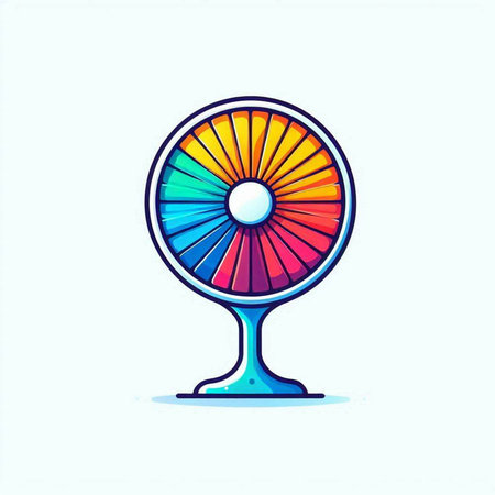 Colorful fan icon in flat style isolated on white background. Vector illustration.のイラスト素材