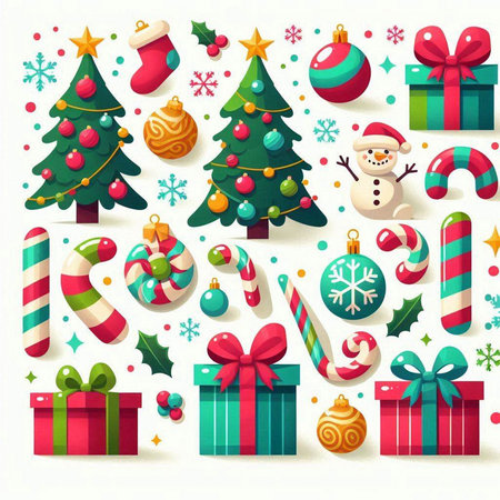 Christmas and New Year elements. Vector illustration. Set of Christmas elements.のイラスト素材