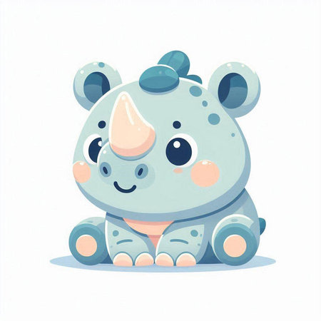 Cute baby rhinoceros. Vector illustration in cartoon style.のイラスト素材