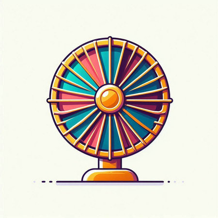 Colorful vector illustration of a spinning wheel isolated on a white backgroundのイラスト素材