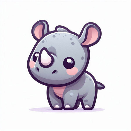 Cute cartoon hippo isolated on white background. Vector illustration.のイラスト素材