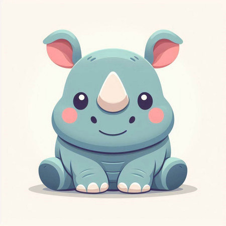 Cute cartoon rhinoceros. Vector illustration of a funny animal.のイラスト素材