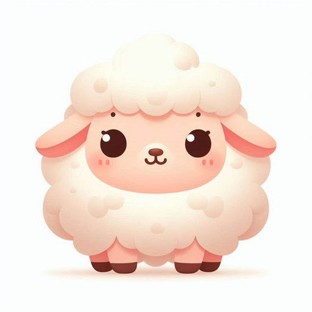 Cute cartoon sheep isolated on a white background. Vector illustration.のイラスト素材