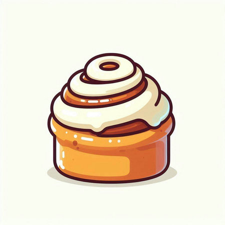 Cinnamon roll vector illustration. Hand drawn vector illustration of cinnamon roll.のイラスト素材