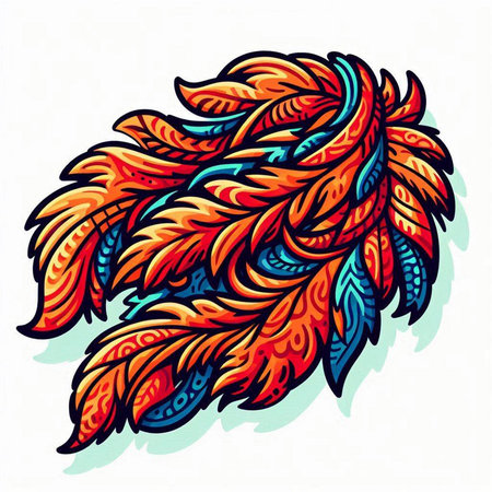 Beautiful hand drawn indian peacock feather. Vector illustration.のイラスト素材
