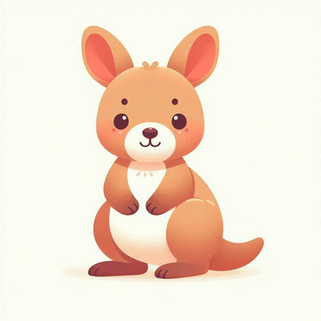 Cute kangaroo sitting on white background. Vector illustration.のイラスト素材