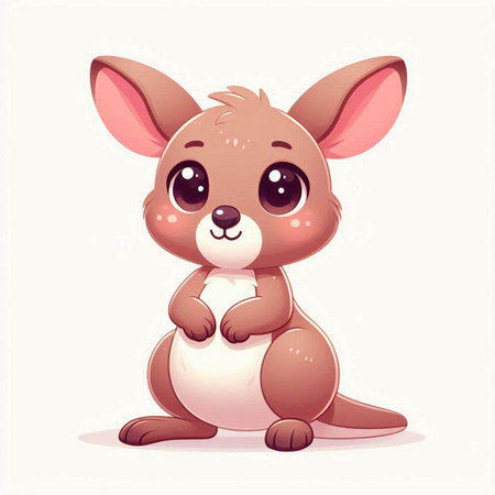 Cute kangaroo cartoon character isolated on white background. Vector illustration.のイラスト素材