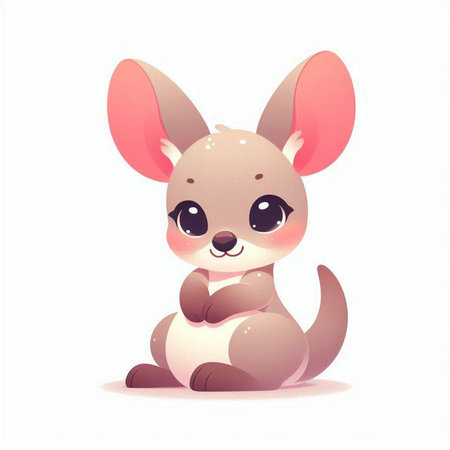 Kangaroo vector illustration. Cute cartoon kangaroo.のイラスト素材