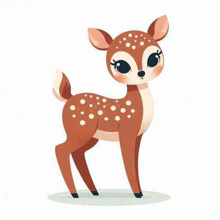 Cute little deer isolated on white background. Vector cartoon illustration.のイラスト素材