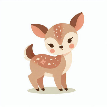 Cute little baby deer isolated on white background. Vector illustration.のイラスト素材