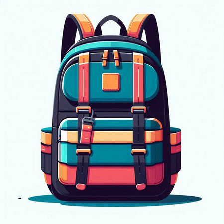 Vector illustration of a school backpack. Cartoon style. Back to school.のイラスト素材