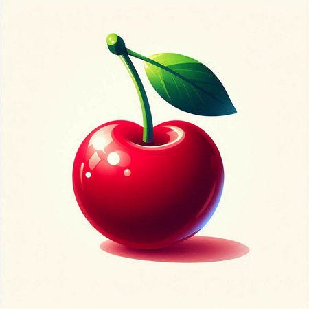 Illustration of a fresh cherry on a white background, vector illustrationのイラスト素材
