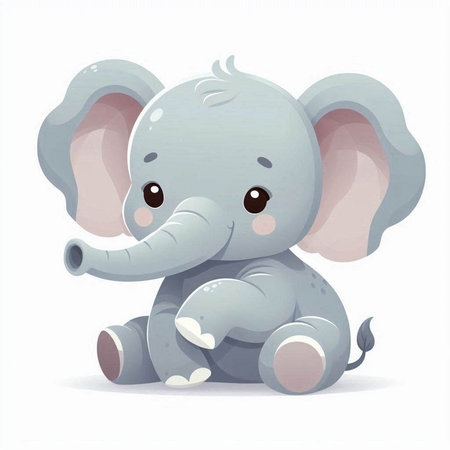 Cute baby elephant isolated on a white background. Vector illustration.のイラスト素材