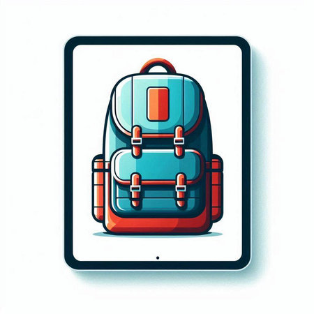 Vector illustration of a school backpack in a tablet. Back to school.のイラスト素材