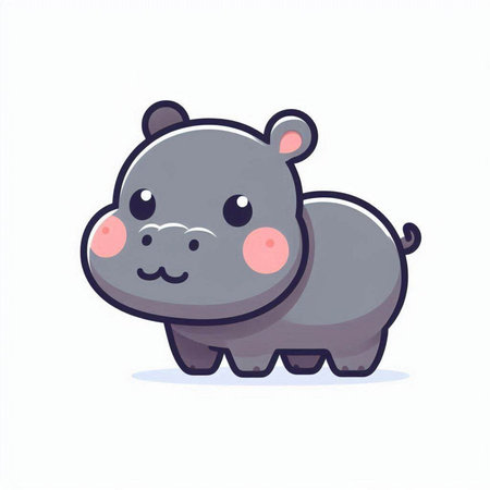 Cute hippopotamus isolated on white background. Vector illustration.のイラスト素材