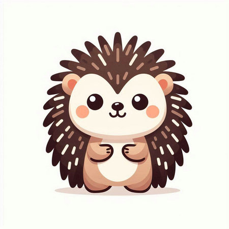 Cute cartoon hedgehog. Vector illustration isolated on white background.のイラスト素材