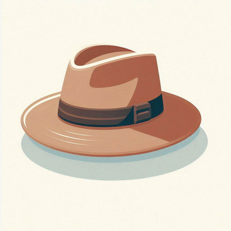 Illustration of a brown hat on a white background, vector illustrationのイラスト素材