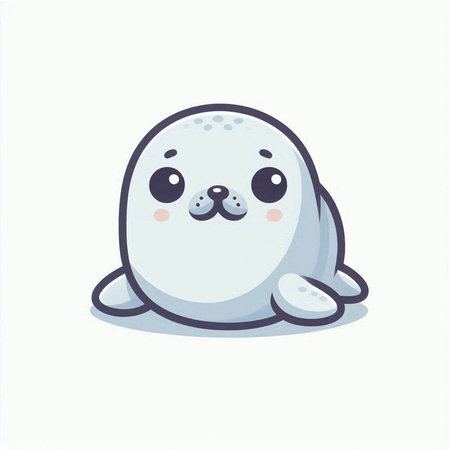 Cute seal. Vector illustration in cartoon style on white background.のイラスト素材