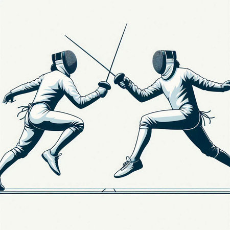 Fencing. Vector illustration of a man with a fencing sword.のイラスト素材