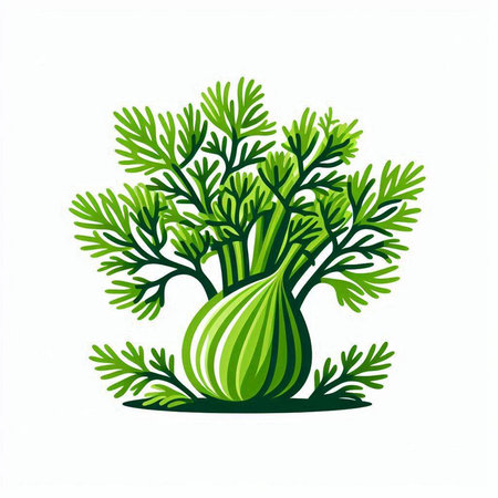 Vector image of a bunch of dill and a green onion.のイラスト素材