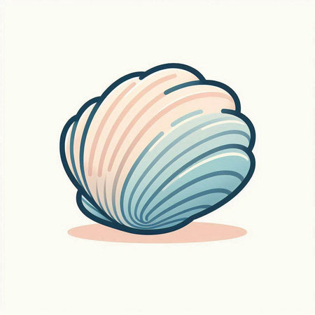 Illustration of a seashell on a white background. Vector illustrationのイラスト素材