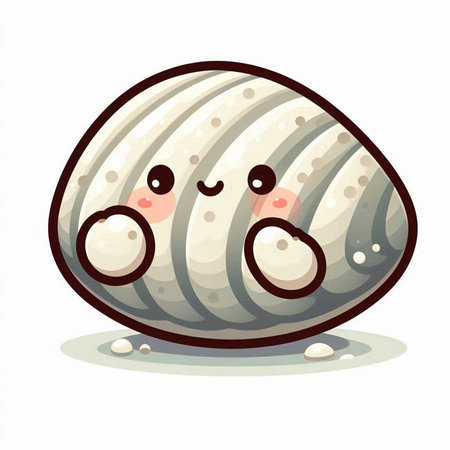 Cute cartoon sea shell character. Vector illustration isolated on white background.のイラスト素材