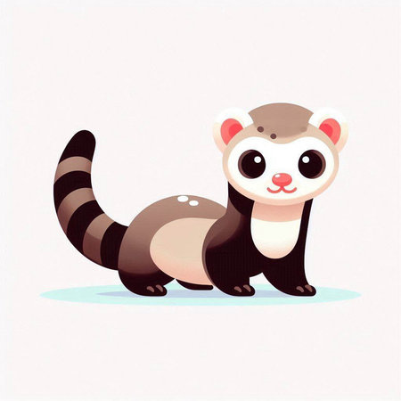 Cute cartoon raccoon on a white background. Vector illustration.のイラスト素材