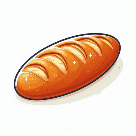 Illustration of a loaf of bread isolated on a white background.のイラスト素材