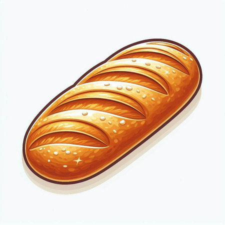 Illustration of a fresh baked loaf of bread on a white backgroundのイラスト素材