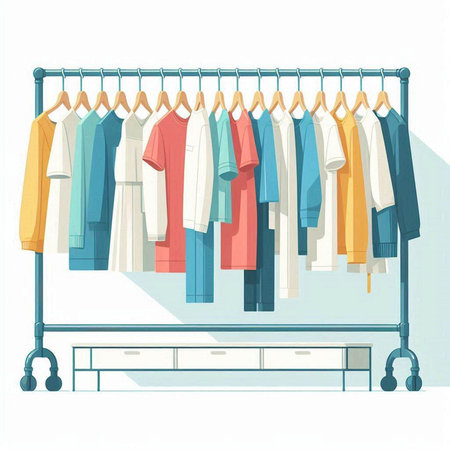 Illustration of clothes hanging on a hanger. Vector illustration.のイラスト素材