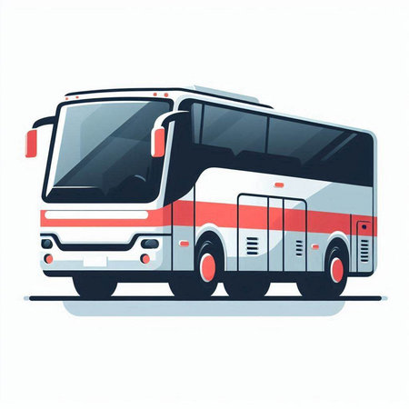 Bus on the road isolated on a white background. Vector illustration.のイラスト素材
