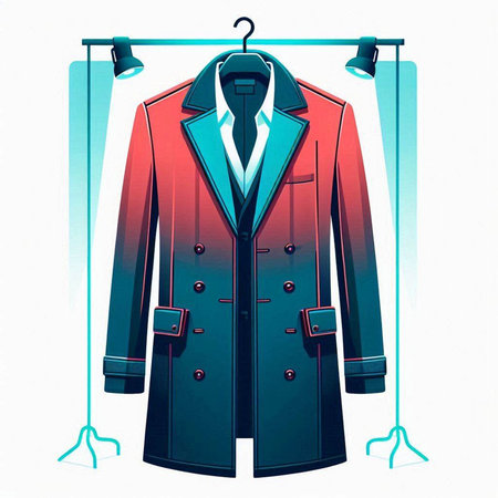 Men's coat on a hanger on a white background. Vector illustrationのイラスト素材