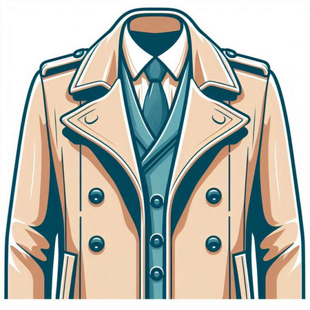Vector illustration of a man's coat with a necktie and jacket.のイラスト素材