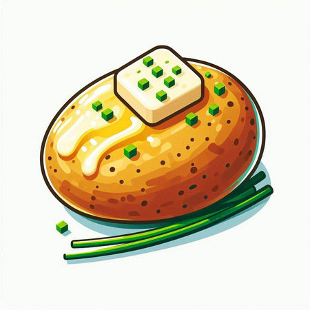 Bread with butter and green onion. Vector illustration. Eps 10のイラスト素材