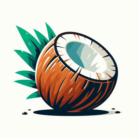 Coconut vector illustration on white background. Hand drawn style.のイラスト素材