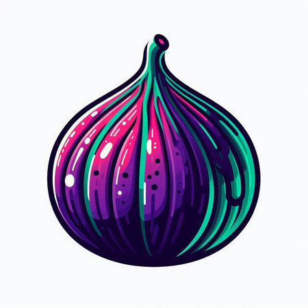 Purple fig isolated on white background. Hand drawn vector illustration.のイラスト素材