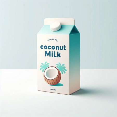Coconut milk in a carton box. Vector illustration.のイラスト素材