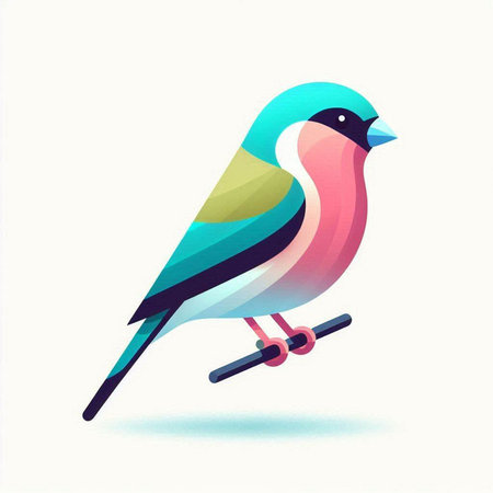 Colorful bullfinch bird on white background, vector illustration.のイラスト素材