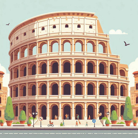 Colosseum in Rome, Italy. Colosseum is one of the main tourist attractions of Rome.のイラスト素材