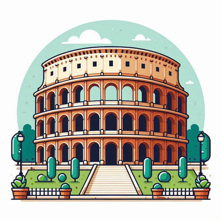 Colosseum in Rome, Italy. Colosseum is one of the symbols of Rome.のイラスト素材