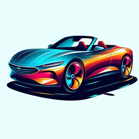Vector illustration of a sports car in cartoon style on a light backgroundのイラスト素材