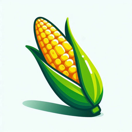 Illustration of a corn cob on a white background. Vector illustrationのイラスト素材