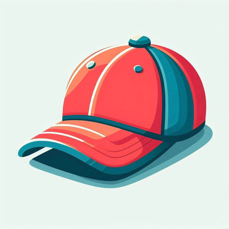Red and blue baseball cap isolated on white background. Vector illustration.のイラスト素材