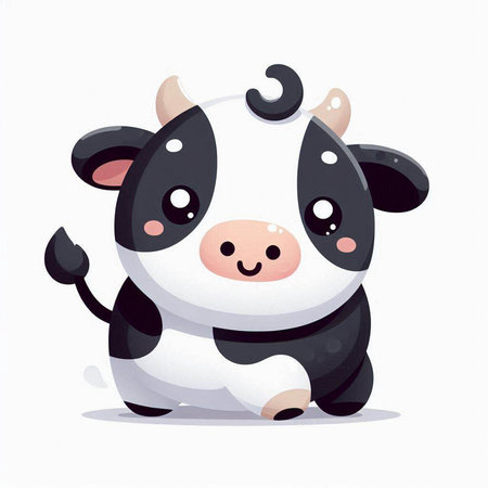 Cute cartoon cow. Vector illustration isolated on a white background.のイラスト素材
