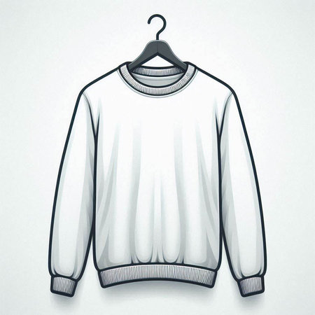 White sweater on a hanger on a white background. Vector illustrationのイラスト素材