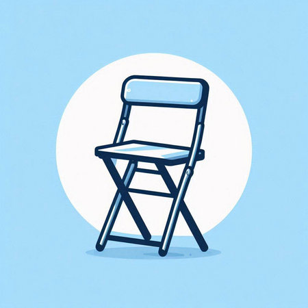Illustration of a chair in a flat style on a blue backgroundのイラスト素材