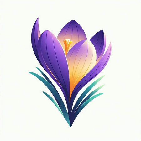 beautiful crocus flower on a white background. vector illustration.のイラスト素材