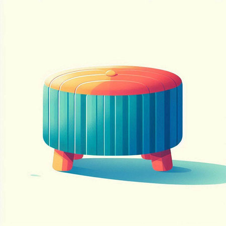 Illustration of a Colorful Stool with Shadow on the Floorのイラスト素材