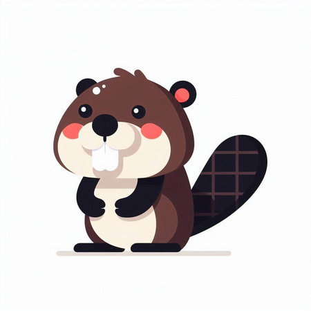 Cute beaver vector illustration. Cute cartoon beaver.のイラスト素材